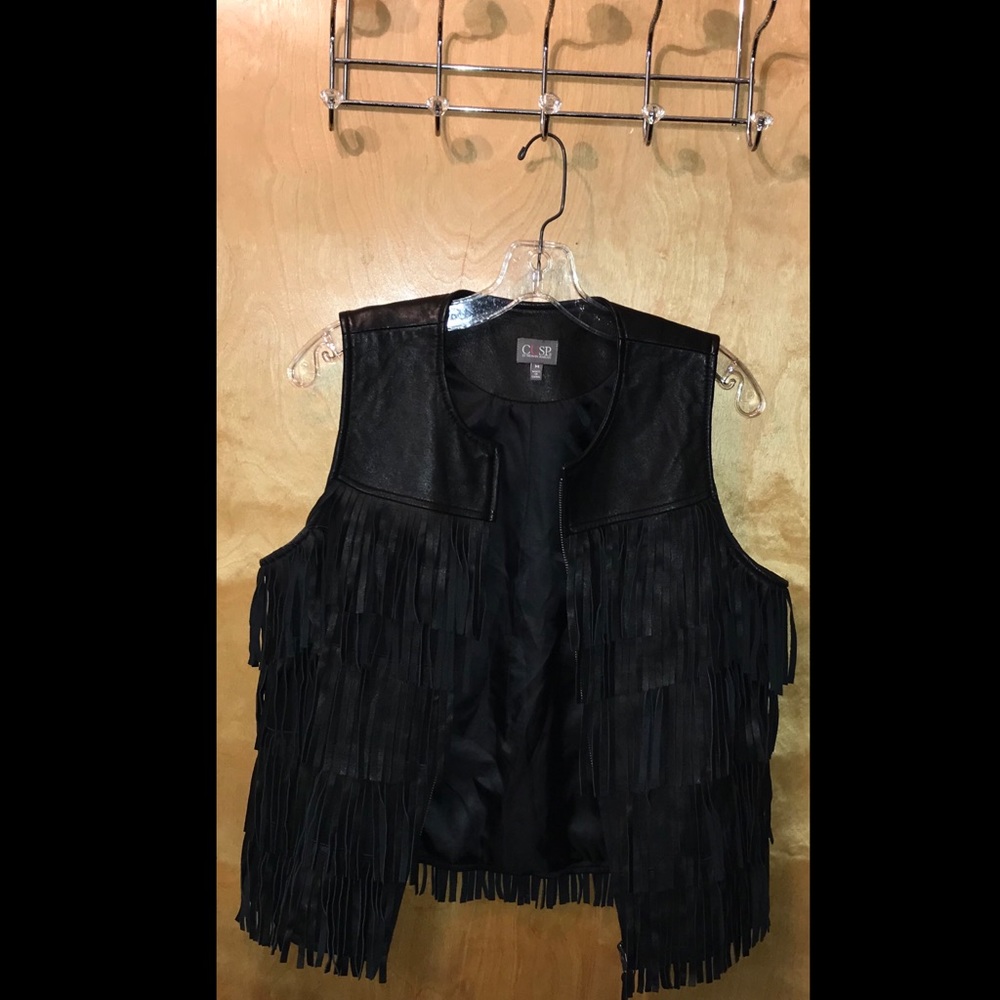 CUSP BY NEIMAN MARCUS Fringe vest
